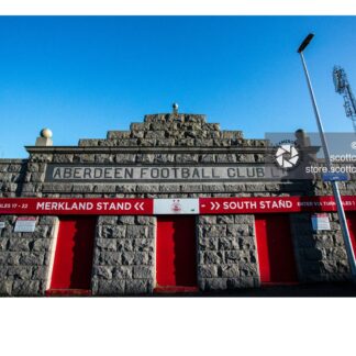 A photograph of the Merkland Gate at Pittodrie Stadium Aberdeen football club print for sale.